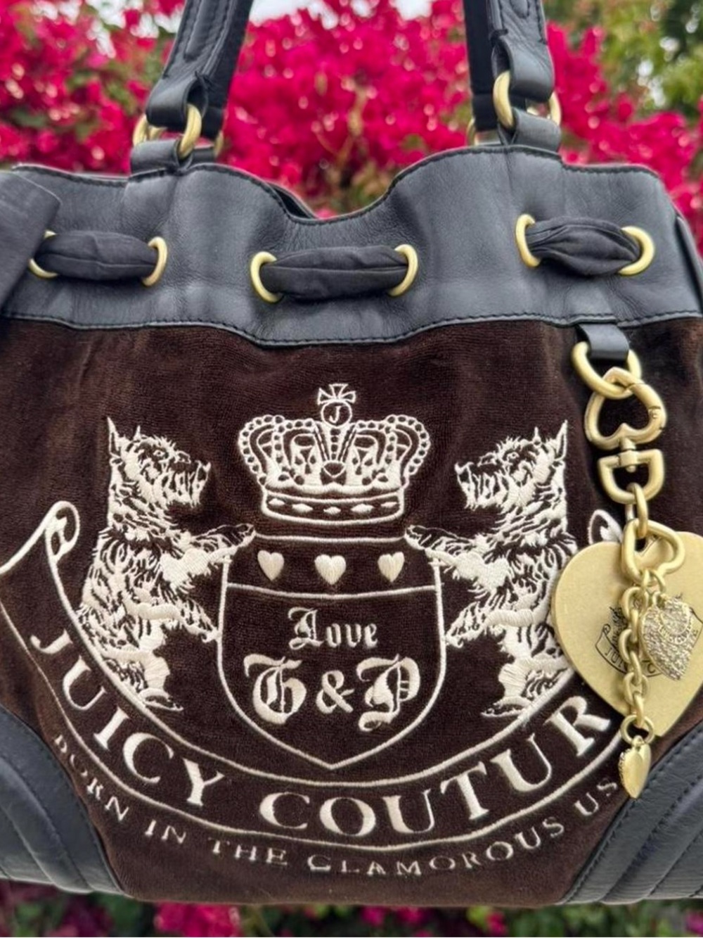 Vintage Juicy Couture Daydreamer (dark brown velour) + Bag Charm